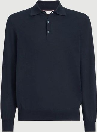 Brunello Cucinelli KNITTED POLO Size: 52, colour: NAVY