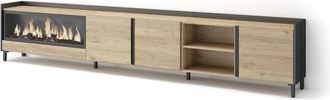 Skraut Home Skraut Home - Mueble Tv, Televisi&oacute;n, Muebles De Sal&oacute;n, Almacenaje, 315x35x61cm, Para Tv Hasta 80, Chimenea El&eacute;ctrica Xxl, Dise&ntilde;o Industrial, Estilo Mo