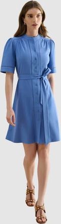Hobbs London Livvie Belted Mini Shirt Dress in Riversideblue at Nordstrom, Size 14