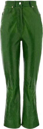 Ferragamo high-waisted flared leather trousers - women - Lambskin/Cotton - 38 - Green