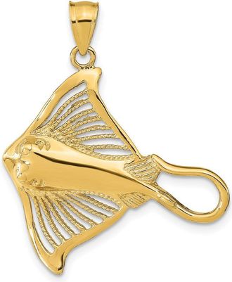Diamond2Deal 14k Yellow Gold Polished Cut-Out Textured Accent Stingray Charm