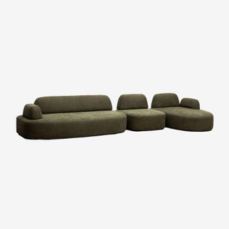 Sklum Sof&aacute; Modular Chaise Longue Derecho De 3 Piezas Con M&oacute;dulo Esquinero Tapizado Giorgia Sklum