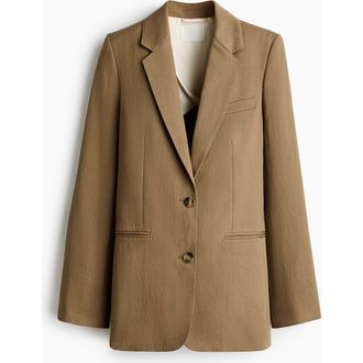 H&M Single-breasted Blazer in Dark Beige at Nordstrom, Size Xx-Large