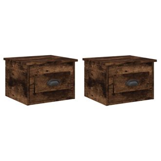 vidaXL Vidaxl - Mesita De Noche De Pared 2 Uds Color Roble Ahumado 41,5x36x28cm