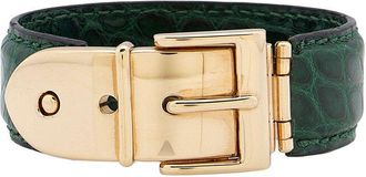 Gucci Croc-Embossed Leather Buckle Bracelet (Authentic Pre-Loved)