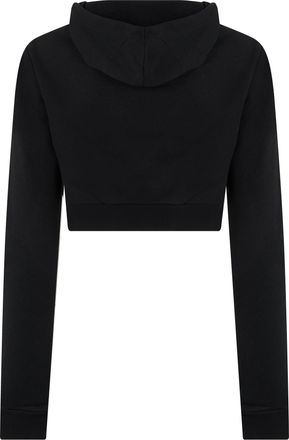 Balenciaga Womens Cropped Zip Hoodie Black Cotton Sweatshirts Sweater