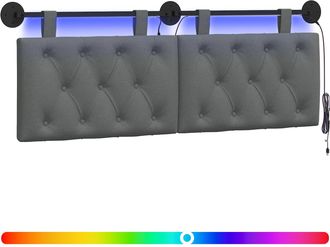 vidaXL Cabecero Colgante Con Luz Led Gris Oscuro Tela Vidaxl