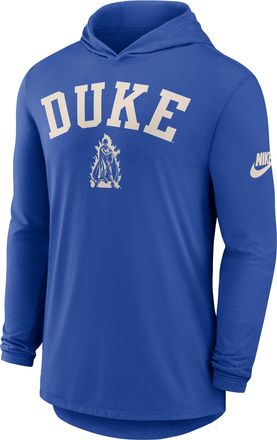 Nike Duke Legacy Arch Nike Mens Dri-FIT College Long-Sleeve Hooded T-Shirt in Blue | 01NB4EVDUV-3HJ