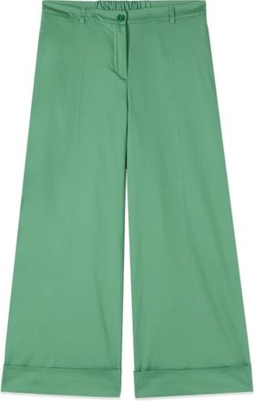 Oltre Cotton Blend Cropped Broeken - Dames - Vrijetijds broeken - Groen - S - Katoen - Broeken