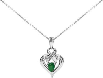 House of Brilliance Haus Of Brilliance Silver 0.35 Ct. Tw. Diamond & Emerald Pendant Necklace