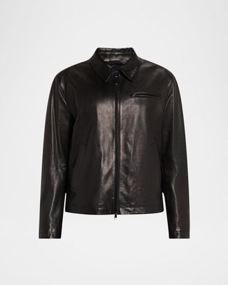 Brioni Men & apos;s Leather Moto Jacket