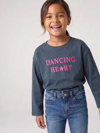 Vertbaudet M&auml;dchen Langarmshirt mit Schriftzug tinte
