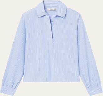 Frame Denim The Striped Long-Sleeve Popover Shirt