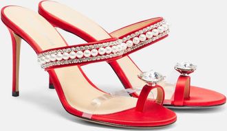 Mach & Mach Diamond Of Elizabeth embellished satin mules