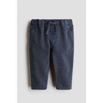H&M Cotton Twill Pants in Dusty Blue at Nordstrom, Size 12-18M