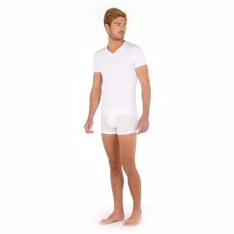 HOM V-Shirt HOM Tencel soft, Herren, Gr. XXL, weiss (wei&szlig;), Single Jersey, Obermaterial: 97% Lyocell, 3% Elasthan, figurbetont h&uuml;ftbedeckend, V-Ausschnitt