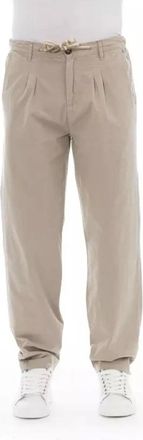 Baldinini Broeken, Heren, Beige, L, Katoen, Geplooide Katoenen Chino Broek