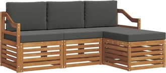 vidaXL Conjunto De Sof&aacute;s De Exterior 4 Uds. Natural Y Antracita Vidaxl