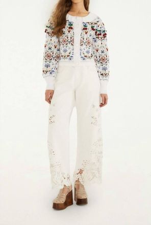 Farm Rio Stitched Garden Anika Cardigan In White