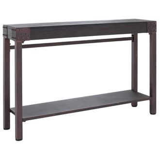 Hhg Tavolino Da Ingresso Hhg-989, Tavolo Da Salotto, Stile Industriale Retr&ograve; In Legno 82x120x31cm, Nero Metallo Color Rame
