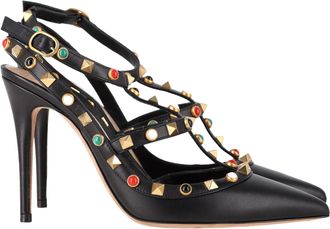 Valentino Pre-owned Womens Garavani Rockstud Caged Pumps in Black Calf Leather - Size 37.5 EU/IT