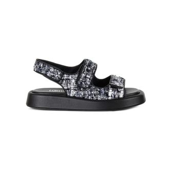 Loriblu Flat Sandals, female, Black, 6 UK, Black and white boucle sandals