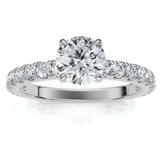 Pompeii3 1Ct Pave Diamond Round Cut Engagement Ring Gold Lab Grown