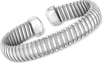 Ross-Simons Italian Rhodium-Plated Tubogas Cuff Bracelet