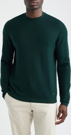 Emporio Armani Geometric Stitch Virgin Wool Crewneck Sweater in Green at Nordstrom, Size Xx-Large