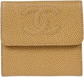 Chanel Pre-owned Wallets, female, Beige, Size: ONE SIZE Pre-owned Leather Wallet