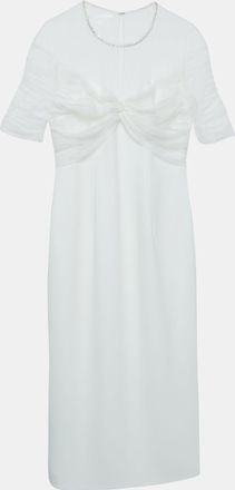 Jenny Packham White Crystal Embellished Tulle And Crepe Tulip Midi Dress
