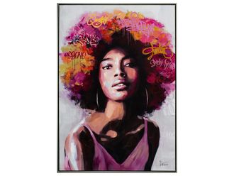 Schubiger M&ouml;bel Bild mit Rahmen H&uuml;bsche Dame mit Bunter Per&uuml;cke