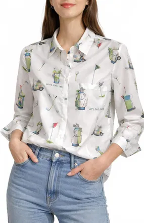 Vilagallo Golf Print Shirt In White
