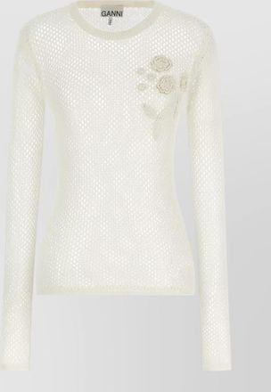 Ganni organic cotton pointelle knit sweater