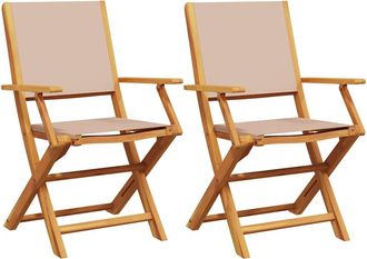 vidaXL Vidaxl - Sillas De Jard&iacute;n 2 Uds Madera Maciza Acacia Y Tela Gris Taupe