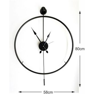Wallity Orologio da parete in metallo, orologio decorativo, stile industriale Clock Nero