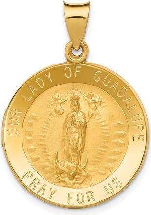 Diamond2Deal 14k Yellow Gold Polished Satin Our Lady of Guadalupe Medal Hollow Pendant