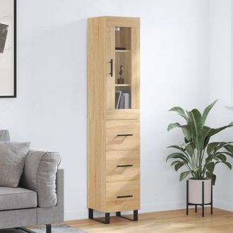 Berkfield Home Highboard Sonoma Oak 34.5x34x180 cm Engineered Wood in Brown