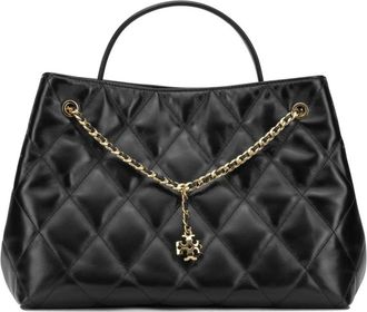 Tory Burch Tote Bag van Lamsleer met Diamant-Quilt - Dames - Shoppers - Zwart - ONE Size - Leer - Tassen