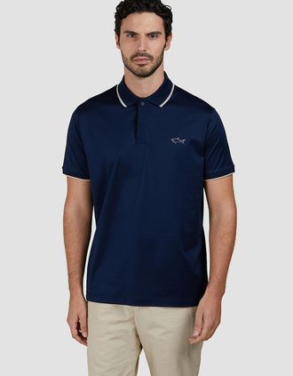 Paul & Shark Mens Paul & Shark Double Mercerised Jersey Cotton Polo Shirt - Navy - Size: 40