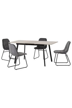 Seconique Avery Extending Dining Set with Lukas Chairs in Grey