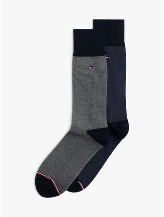 Tommy Hilfiger Mens Contrast Pique Trouser Sock 2-Pack - Navy