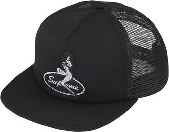 SUPREME mes- panel embroidered-logo cap - Zwart