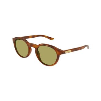 Gucci Zonnebril met rond montuur - Heren - Zonnebrillen - Bruin - 48 MM - Accessoires