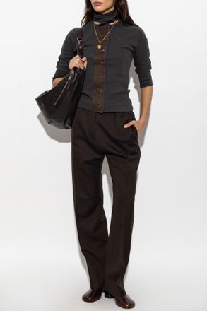 Christophe Lemaire Top With A Decorative Tie At The Neckline, Womens, Grey