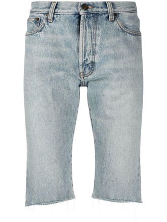 Saint Laurent raw-cut edge denim shorts - Blue