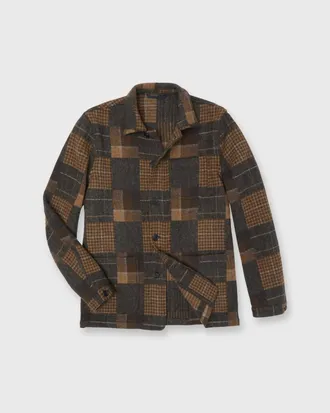 Sid Mashburn Mens Chore Jacket In Brown Wool Patchwork