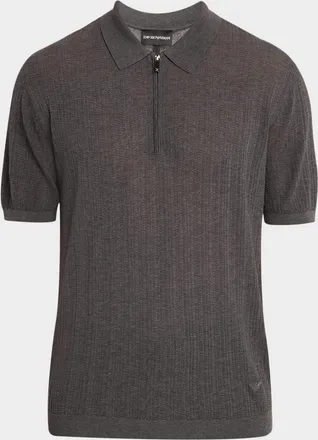 Emporio Armani Men & apos;s Textured Short-Sleeve Zip Polo Sweater