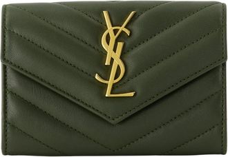 Saint Laurent Accessoires, Dames, Groen, ONE Size, Leer, Cassandre Wallet