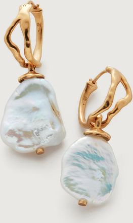 Monica Vinader Gold Keshi Pearl Large Hoop Earrings Pearl